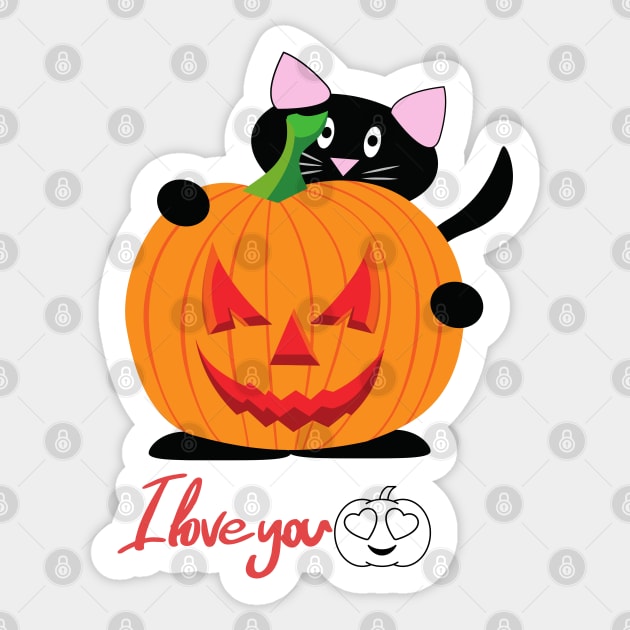 LOVE YOU HALLOWEEN CUTE CAT Sticker by O.M design